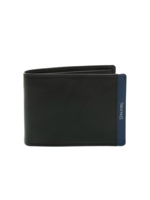 SPALDING NEW YORK STRIPE Leather wallet with coin purse black/navy - Men’s Wallets