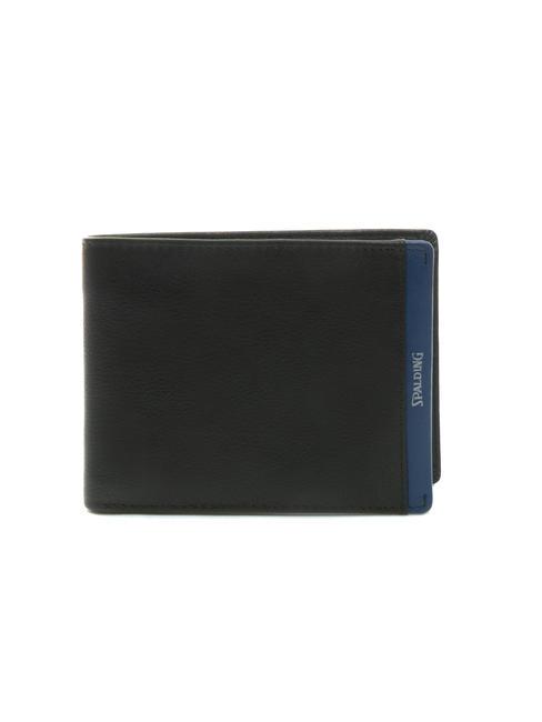 SPALDING NEW YORK STRIPE 8cc leather wallet black/navy - Men’s Wallets