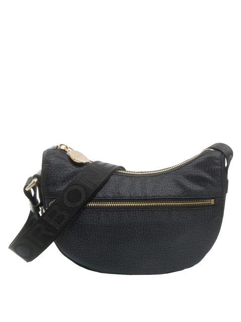 BORBONESE HOBO LUNA MINI ECO LINE Shoulder bag dark black - Women’s Bags