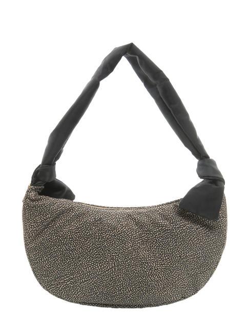 BORBONESE LOVER NYLON Medium bag with shoulder strap OP / NATURAL / BLACK - Women’s Bags