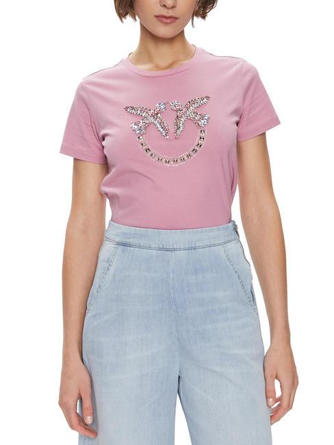 PINKO QUENTIN T-shirt with jewel application orchid smoke - T-shirt