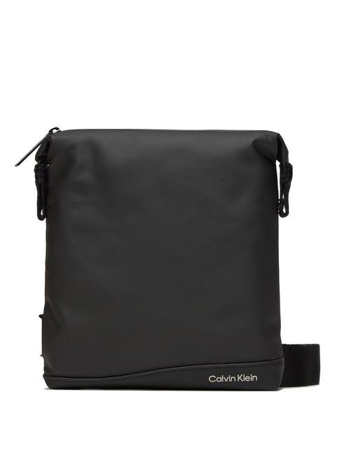 CALVIN KLEIN RUBBERIZED CONV Flat rubberized fabric bag ck black - Over-the-shoulder Bags for Men
