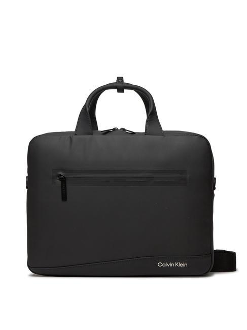 CALVIN KLEIN RUBBERIZED CONV 13" laptop backpack briefcase ck black - Work Briefcases