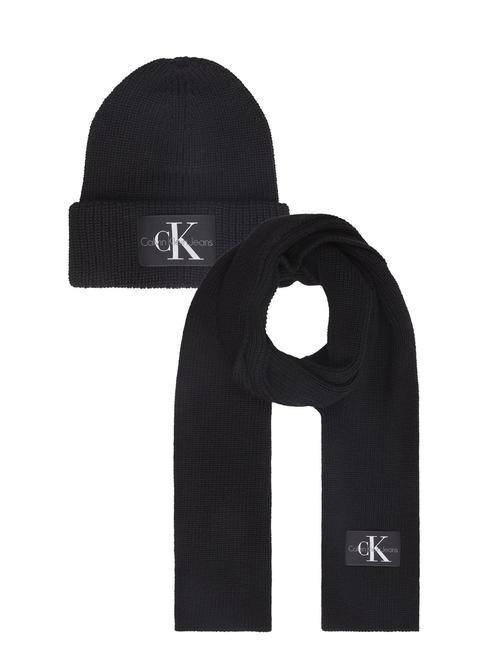 CALVIN KLEIN CK JEANS MONOLOGO PATCH GIFTBOX Hat and scarf black - Scarves