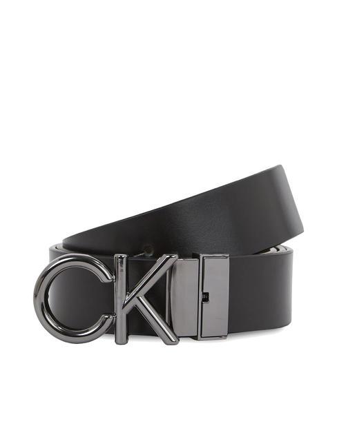 CALVIN KLEIN GIFTBOX Double-sided leather belt with 2 buckles black/brown - Belts