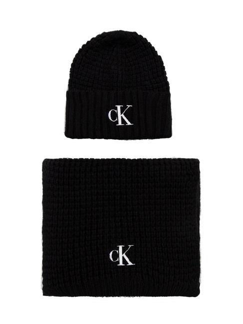 CALVIN KLEIN CK JEANS GIFTBOX WAFFLE Hat and scarf black - Scarves