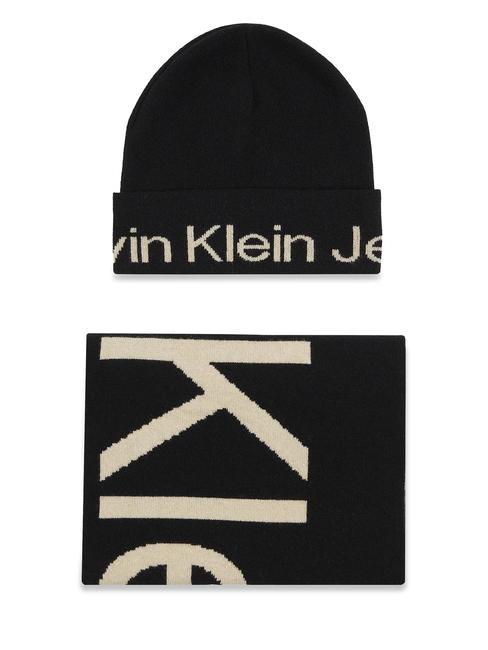 CALVIN KLEIN CK JEANS GIFTBOX MONO Cotton hat and scarf black - Scarves