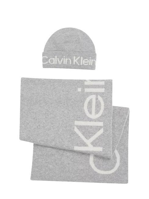 CALVIN KLEIN GIFTBOX REVERSO TONAL Hat and scarf mid gray heather - Scarves