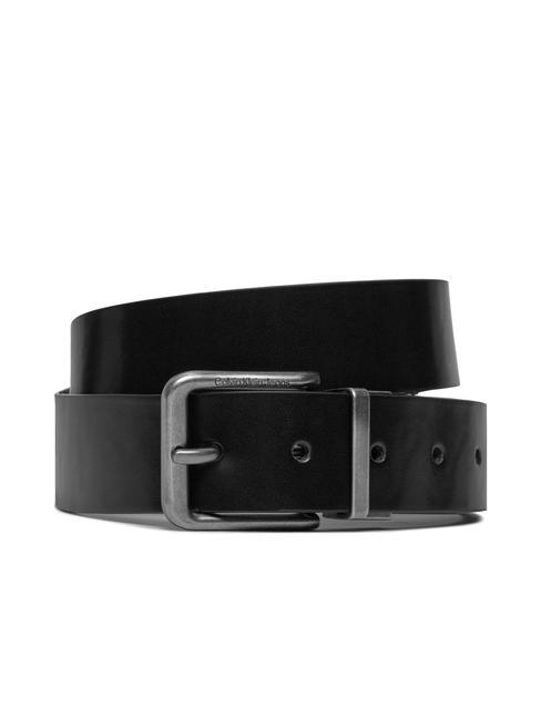 CALVIN KLEIN CK JEANS GIFTBOX Reversible leather belt black/black allover print - Belts