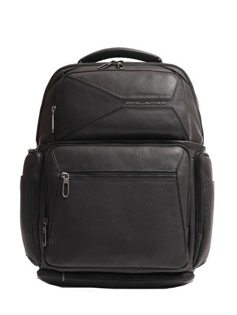 PIQUADRO RHINO  15.6" laptop backpack, in leather Black - Backpacks