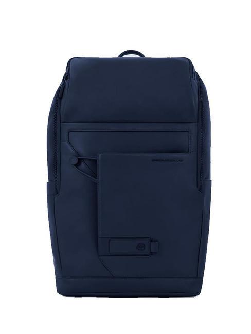 PIQUADRO AYE  15.6" laptop backpack, in leather blue - Backpacks