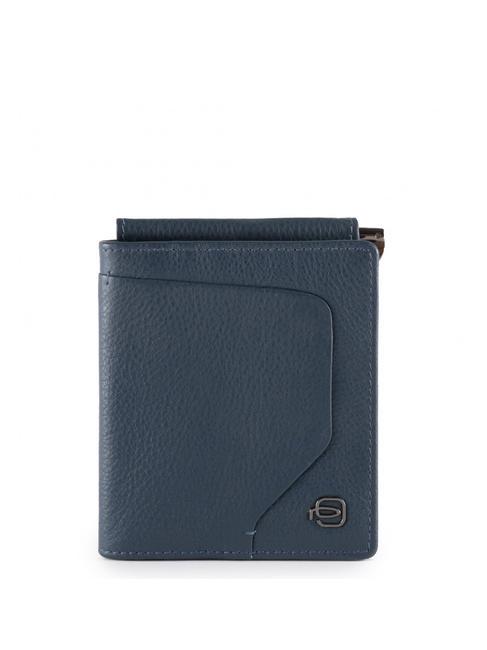 PIQUADRO AKRON Leather wallet with money clip blue - Men’s Wallets
