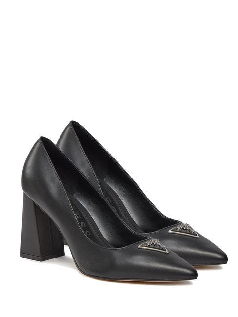 GUESS BARSON Wide heel leather pumps BLACK - Women’s shoes