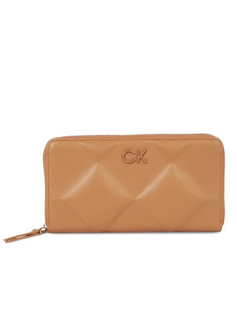 CALVIN KLEIN RE-LOCK QUILT Large zip around wallet brown sugar - Women’s Wallets