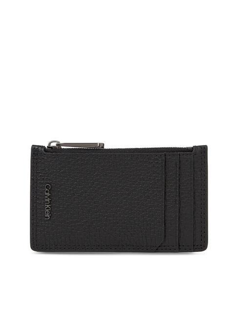 CALVIN KLEIN MINIMALISM Leather card holder with zip ckblack - Men’s Wallets