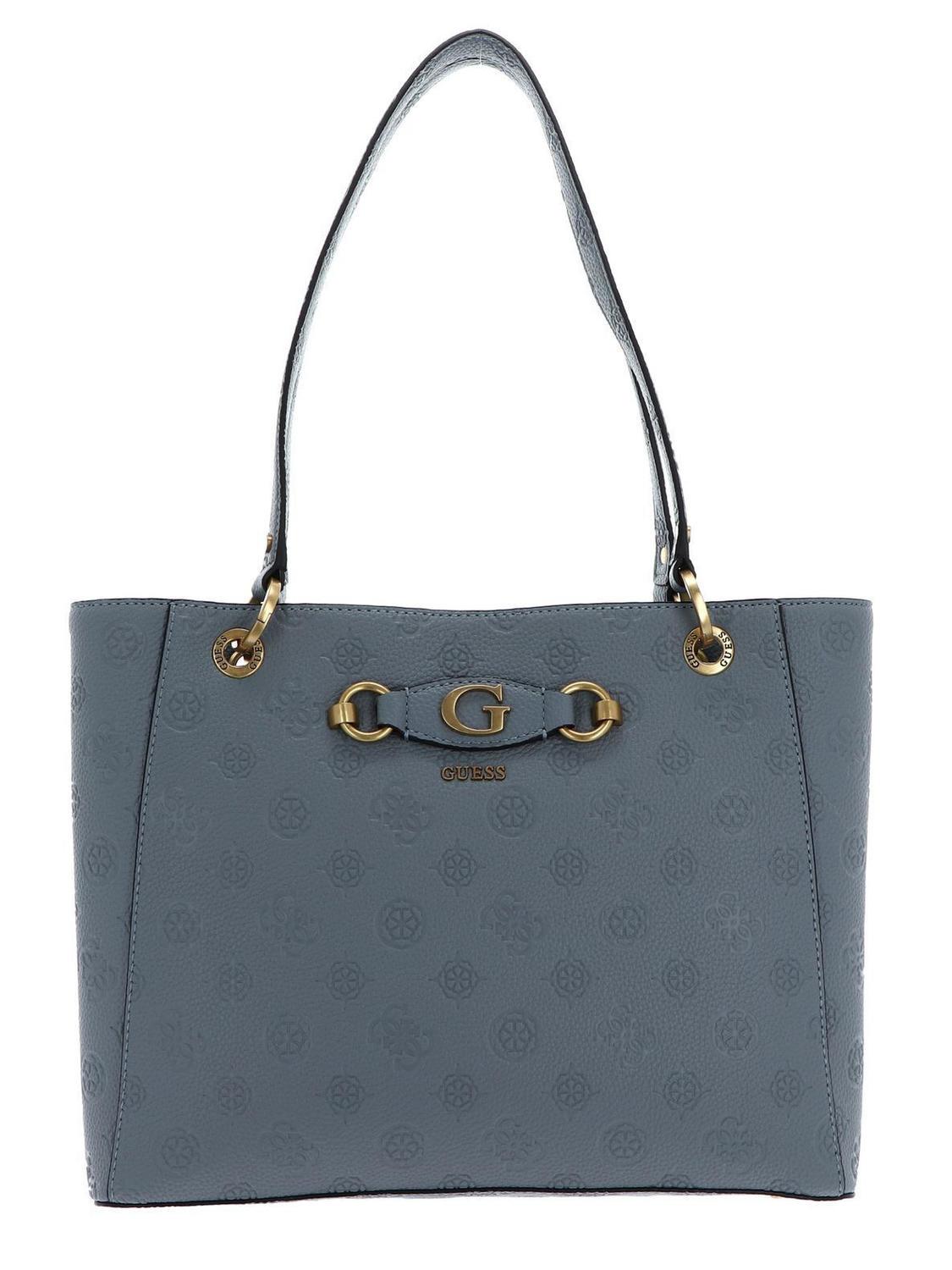 Guess Izzy Peony Shoulder Shopper Light Denim Logo Buy At Outlet Prices