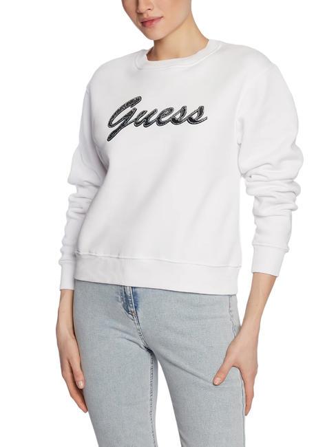GUESS LOGO Sweatshirt with logo print purwhite - Women's Sweatshirts
