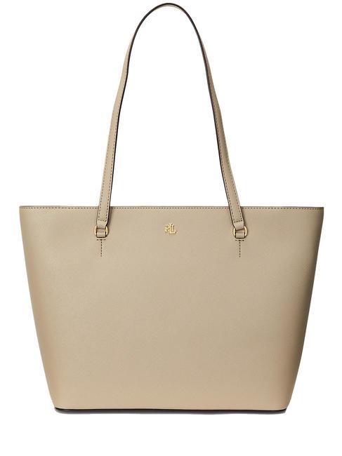 RALPH LAUREN KARLY Leather shopping bag light beige - Women’s Bags
