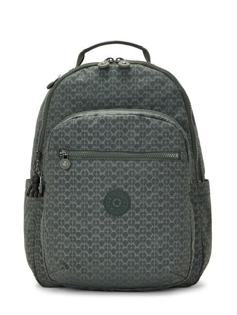 KIPLING SEOUL L 15 "laptop backpack sign green embosse - Backpacks & School and Leisure