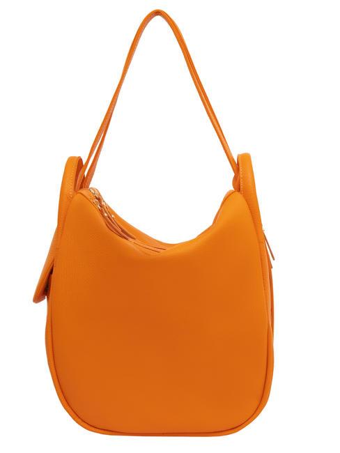LESAC TRIO Hammered leather backpack orange - Women’s Bags