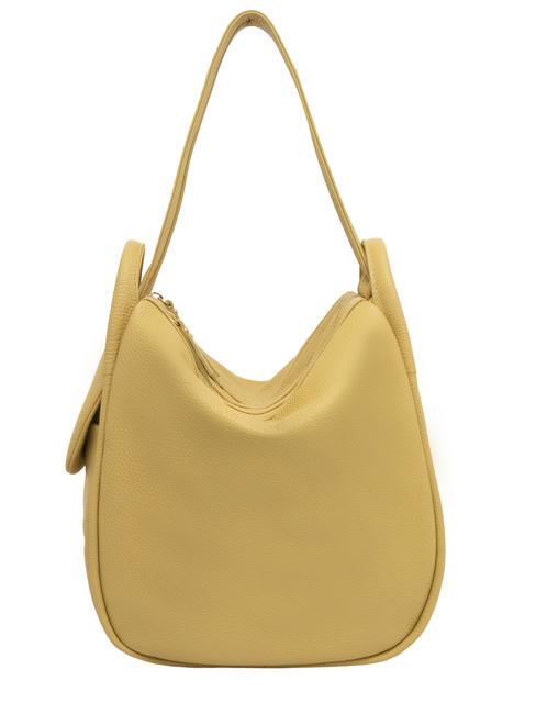 LESAC TRIO Hammered leather backpack yellow - Women’s Bags