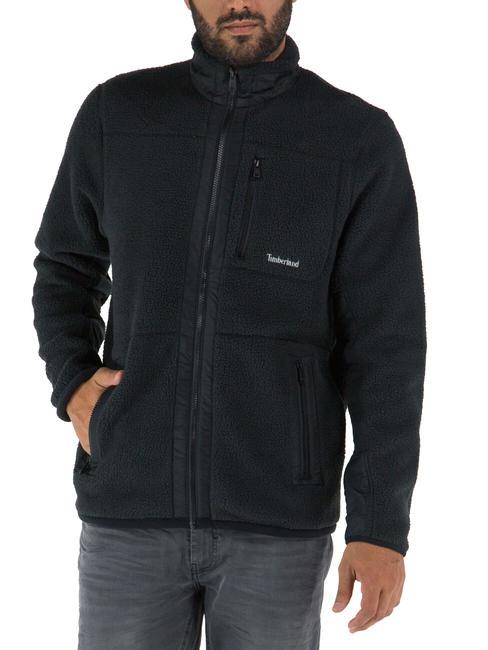 TIMBERLAND MIX MEDIA Full zip fleece sweatshirt BLACK - Sweatshirts