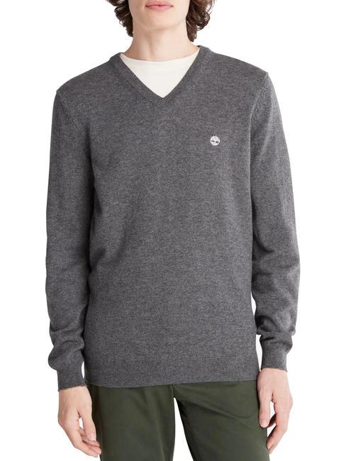 TIMBERLAND MERINO V-neck sweater in wool blend dark / gray / heather - Men's Sweaters