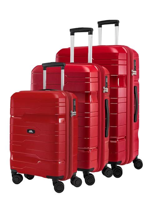 CIAK RONCATO DISCOVERY Set of 3 trolleys: cabin+medium+large Red - Trolley Set
