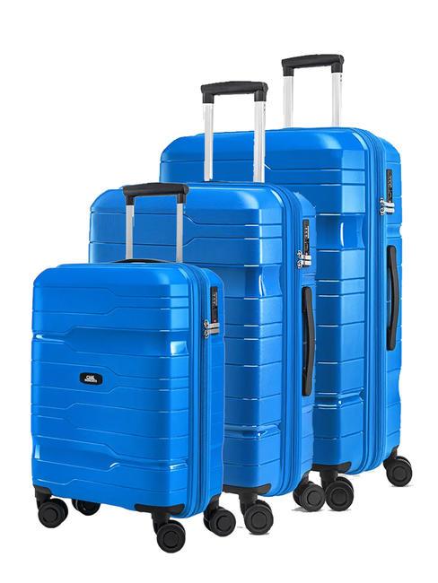CIAK RONCATO DISCOVERY Set of 3 trolleys: cabin+medium+large blue river - Trolley Set