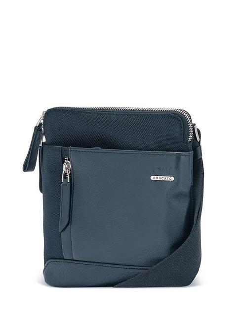 CIAK RONCATO SQUADRA Small flat bag in leather and nylon blu navy - Over-the-shoulder Bags for Men