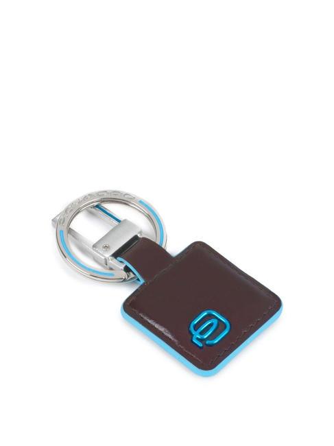 PIQUADRO BLUE SQUARE Leather key ring with carabiner MAHOGANY - Key holders