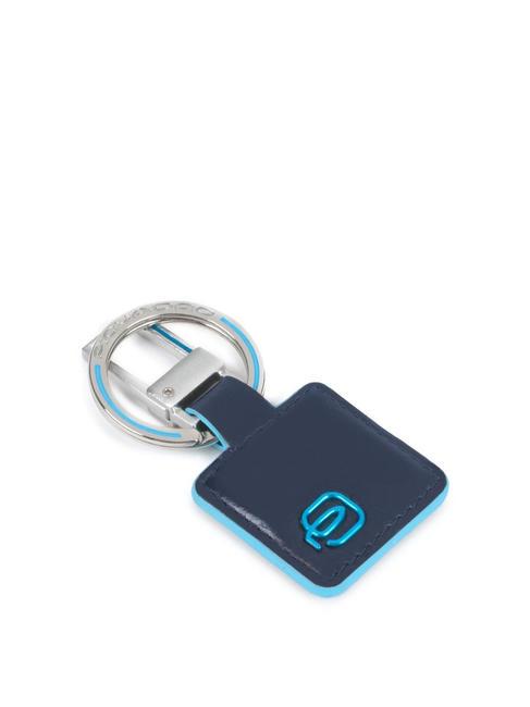 PIQUADRO BLUE SQUARE Leather key ring with carabiner blue - Key holders
