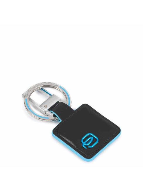 PIQUADRO BLUE SQUARE Leather key ring with carabiner Black - Key holders