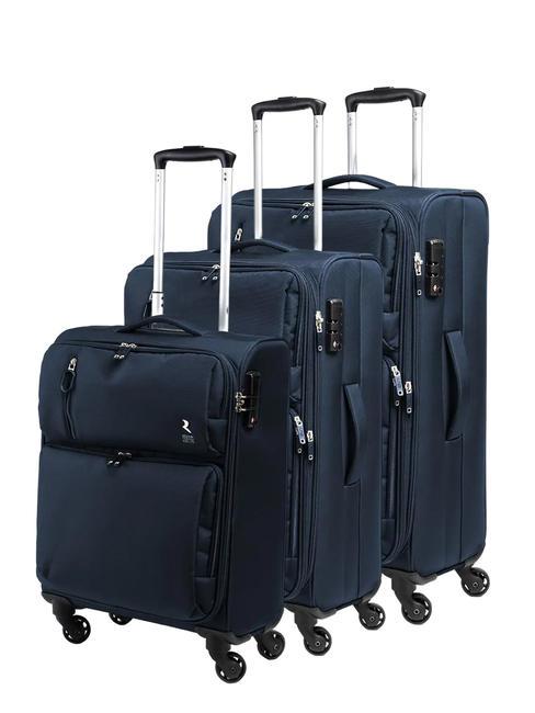 R RONCATO ECO-MOOD Set of 3 trolleys: cabin+medium and large exp night blue - Trolley Set