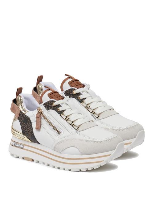 LIUJO MAXI WONDER 72 Platform sneakers with zip white/brown - Women’s shoes