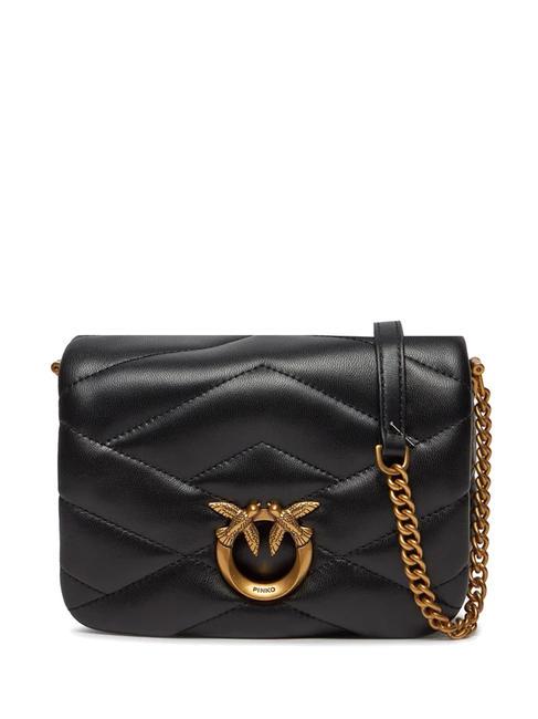 PINKO LOVE CLICK PUFF Mini quilted leather bag black-antique gold - Women’s Bags