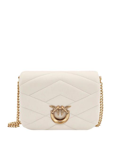 PINKO LOVE CLICK PUFF Mini quilted leather bag silk white-antique gold - Women’s Bags