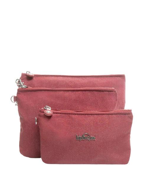 KIPLING IAKA L WRISTLET Trio clutch bag with cuff carmine glitter - Women’s Bags