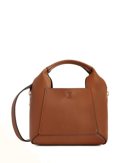 FURLA GILDA Leather mini bags with shoulder strap cognac / black - Women’s Bags