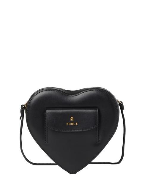 FURLA CAMELIA Mini heart leather bag Black - Women’s Bags