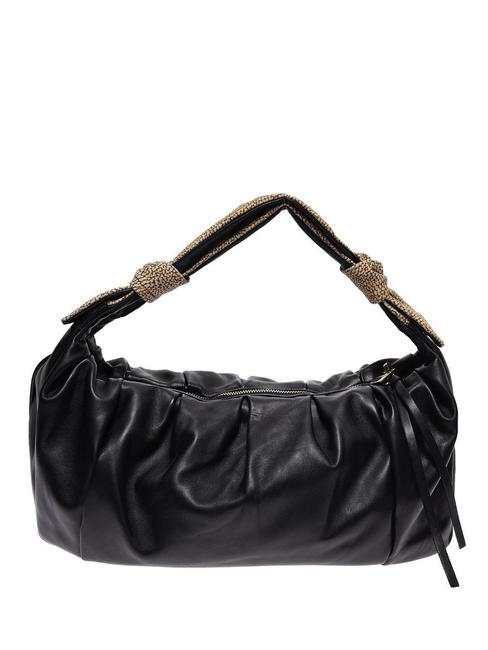 BORBONESE DUNA  Shoulder bag, in leather BLACK / NATURAL OP - Women’s Bags