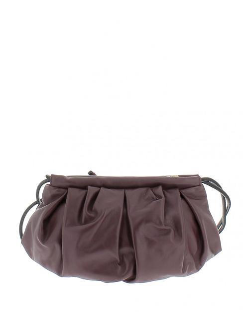 BORBONESE DUNETTE Shoulder bag, in leather burgundy - Women’s Bags