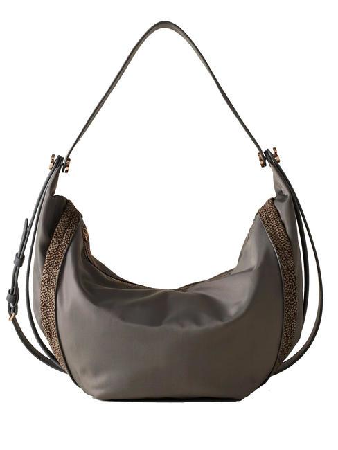 BORBONESE NEW ORBIT NYLON Shoulder bag, with shoulder strap clay grey - Women’s Bags