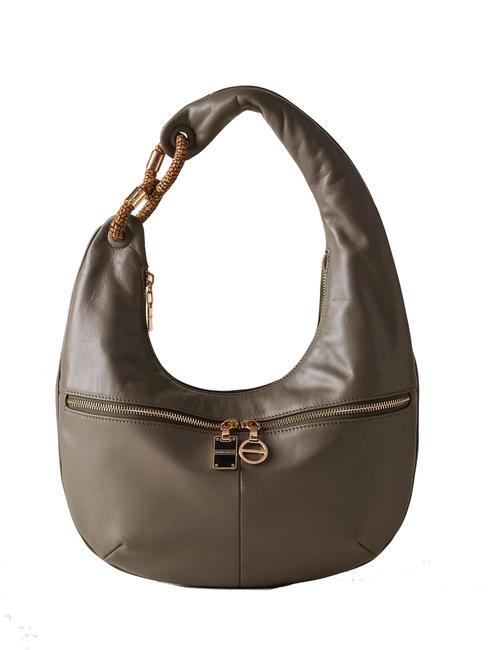 BORBONESE INFINITE Shoulder bag, in leather clay grey/op - Women’s Bags