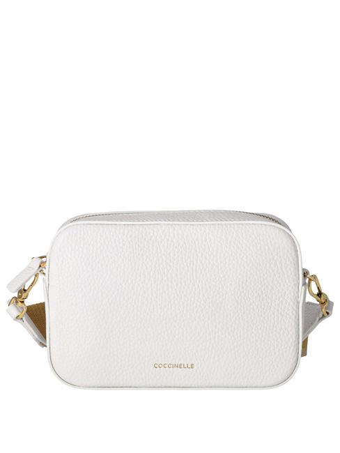 COCCINELLE TEBE Shoulder bag in textured leather brilliant white - Women’s Bags