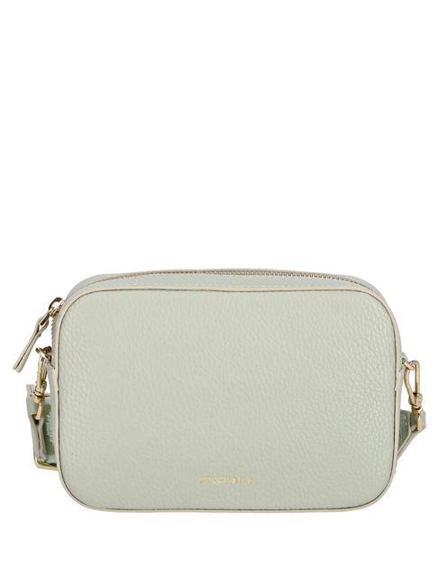 COCCINELLE TEBE Shoulder bag in textured leather celadon green - Women’s Bags