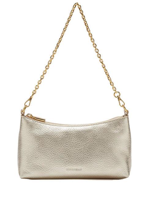 COCCINELLE AURA aura borsa mini a tracolla pelle martellata Mini shoulder bag, with shoulder strap pale gold - Women’s Bags