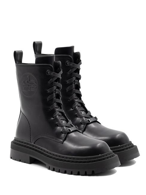 ROCCOBAROCCO ROUND LOGO Lace-up combat boots with zip black - Women’s shoes