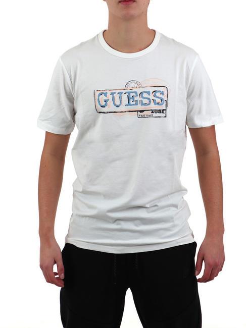 GUESS BOX Stretch cotton T-shirt purwhite - T-shirt