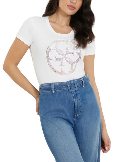 GUESS 4LOGO T-shirt with 4G logo purwhite - T-shirt